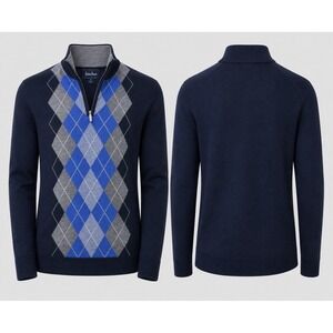 NEIMAN MARCUS Men  LRG  Merino wool Blend 1/4 ZIP  Sweater Pullover  NWT FLAW